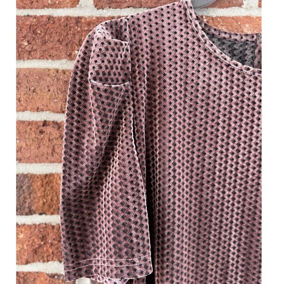Joy Joy Mauve Velvet Puff Sleeve Top – Size Small - Picture 9 of 10